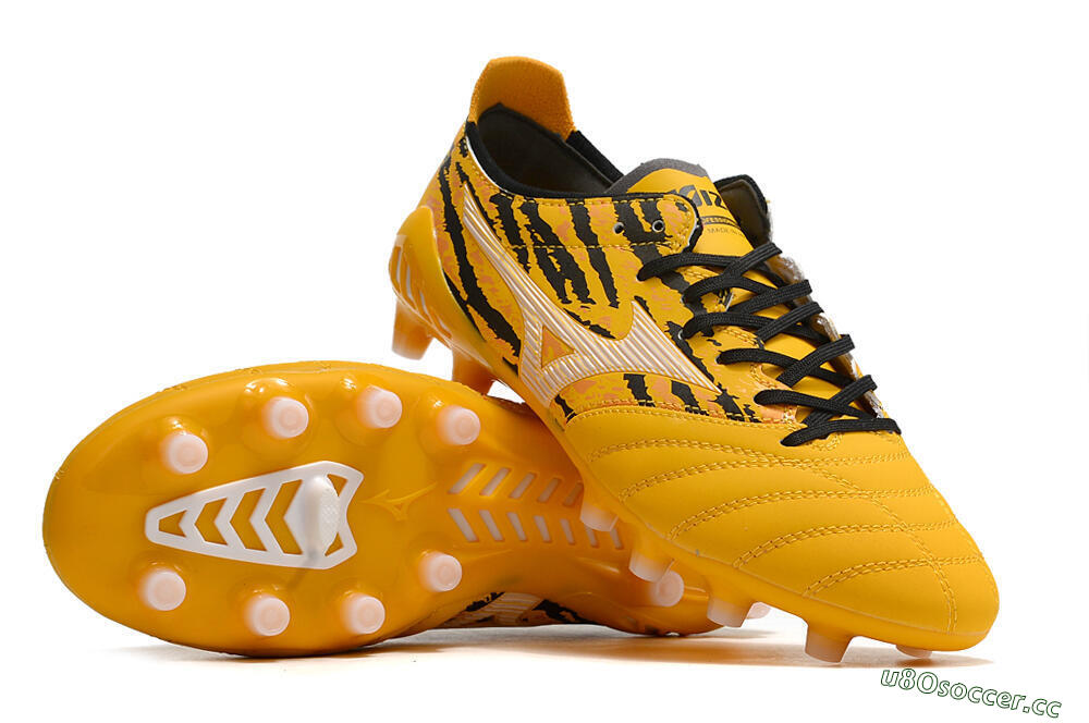 Men's Mizuno Morelia Neo 3 Pro FG Firm Ground Low-Tops Football Boots - Yellow/Black/White 4