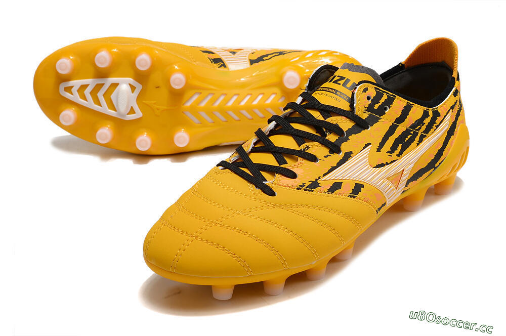 Men's Mizuno Morelia Neo 3 Pro FG Firm Ground Low-Tops Football Boots - Yellow/Black/White 3