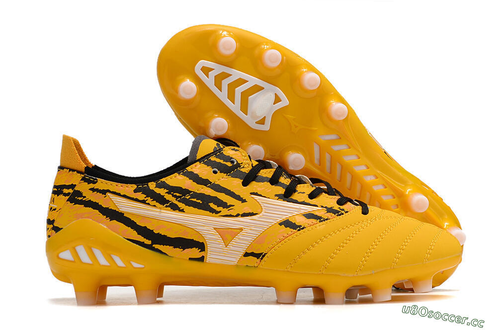 Men's Mizuno Morelia Neo 3 Pro FG Firm Ground Low-Tops Football Boots - Yellow/Black/White 2
