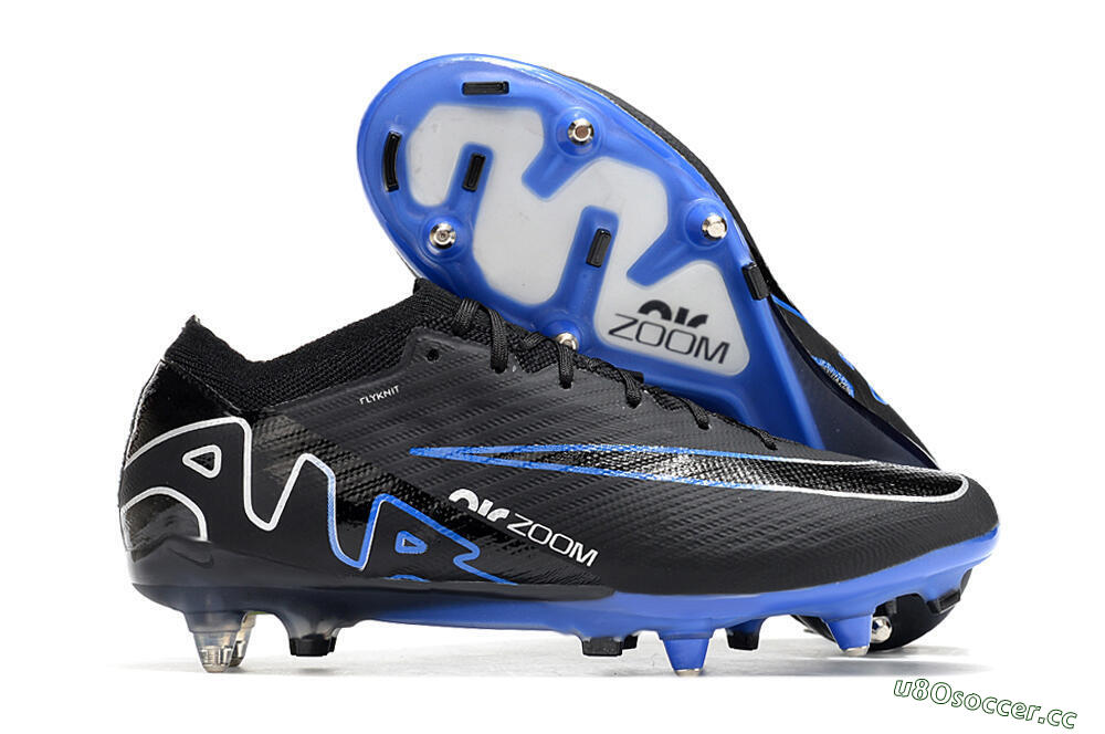 Men's Nike Air Zoom Mercurial Vapor 15 Elite SG Soft Ground Low-Tops Football Boots - Black/Blue/White 2