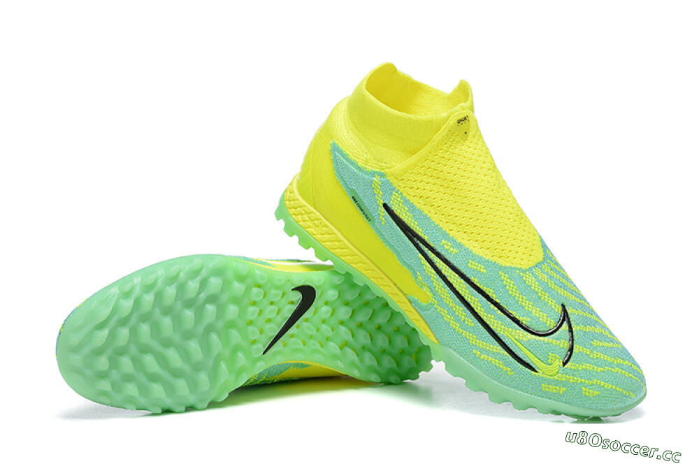 Men's Nike Phantom GX Elite DF TF Artificial Turf High-Tops Football Shoes - Blue/Black/Yellow 4