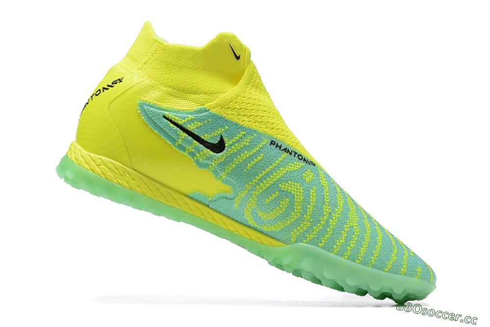 Men's Nike Phantom GX Elite DF TF Artificial Turf High-Tops Football Shoes - Blue/Black/Yellow 6