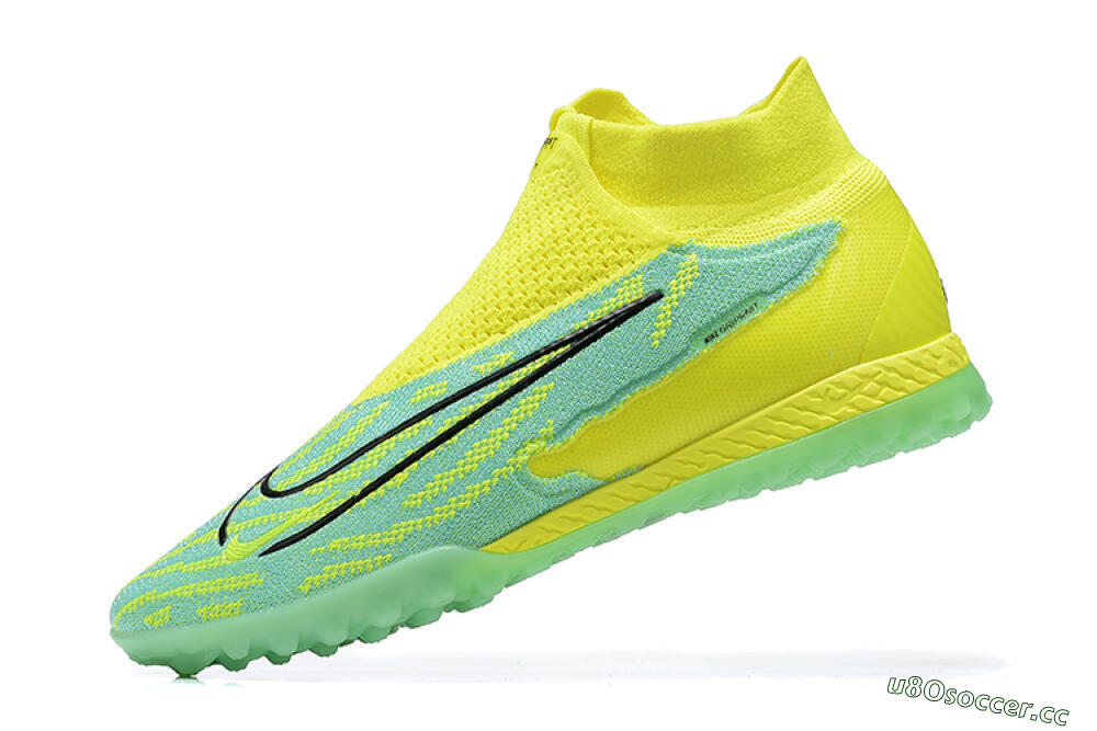 Men's Nike Phantom GX Elite DF TF Artificial Turf High-Tops Football Shoes - Blue/Black/Yellow 7
