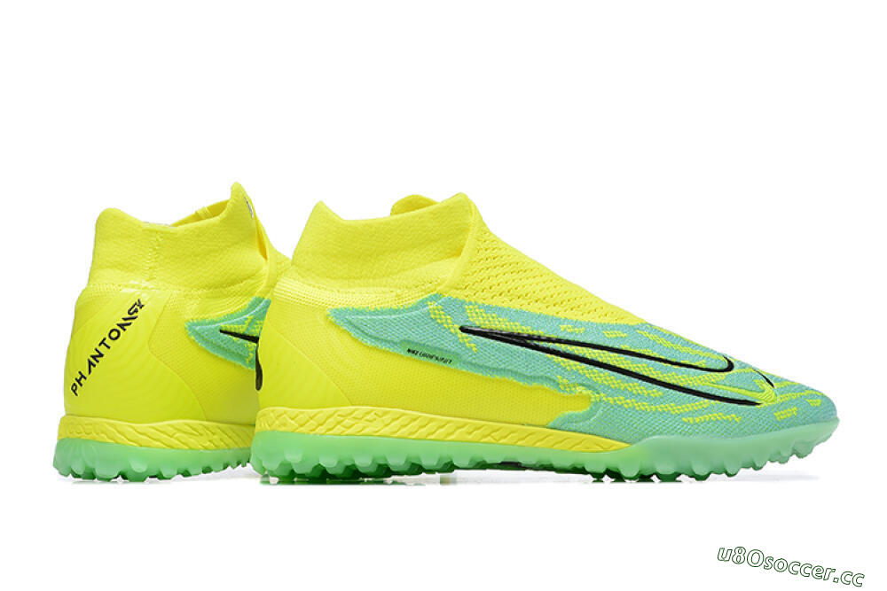 Men's Nike Phantom GX Elite DF TF Artificial Turf High-Tops Football Shoes - Blue/Black/Yellow 8