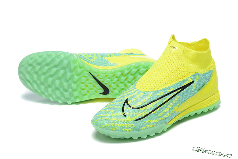 Men's Nike Phantom GX Elite DF TF Artificial Turf High-Tops Football Shoes - Blue/Black/Yellow 3