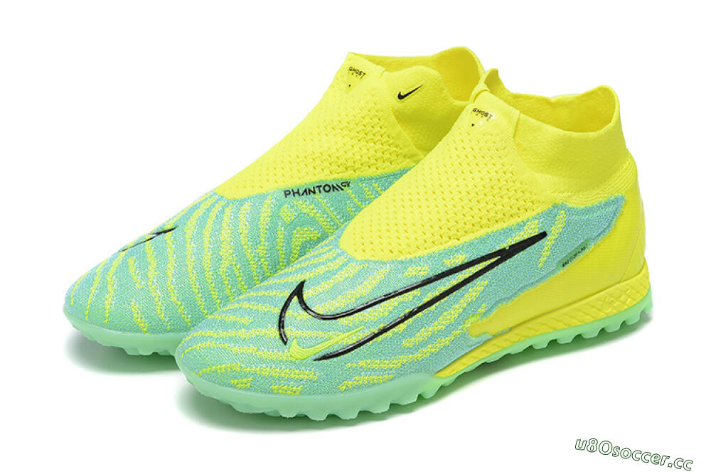 Men's Nike Phantom GX Elite DF TF Artificial Turf High-Tops Football Shoes - Blue/Black/Yellow 9
