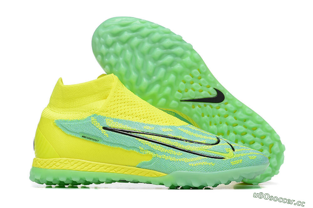 Men's Nike Phantom GX Elite DF TF Artificial Turf High-Tops Football Shoes - Blue/Black/Yellow 2