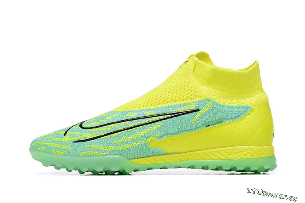 Men's Nike Phantom GX Elite DF TF Artificial Turf High-Tops Football Shoes - Blue/Black/Yellow 0