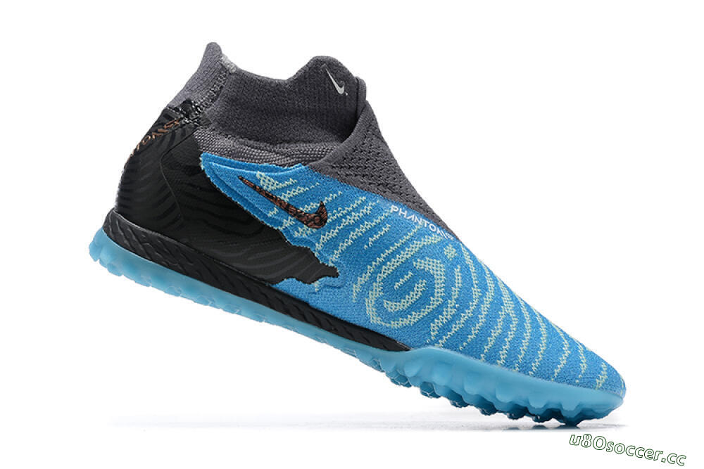 Men's Nike Phantom GX Elite DF TF Artificial Turf High-Tops Football Shoes - Blue/White/Black 6