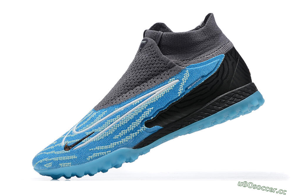 Men's Nike Phantom GX Elite DF TF Artificial Turf High-Tops Football Shoes - Blue/White/Black 7