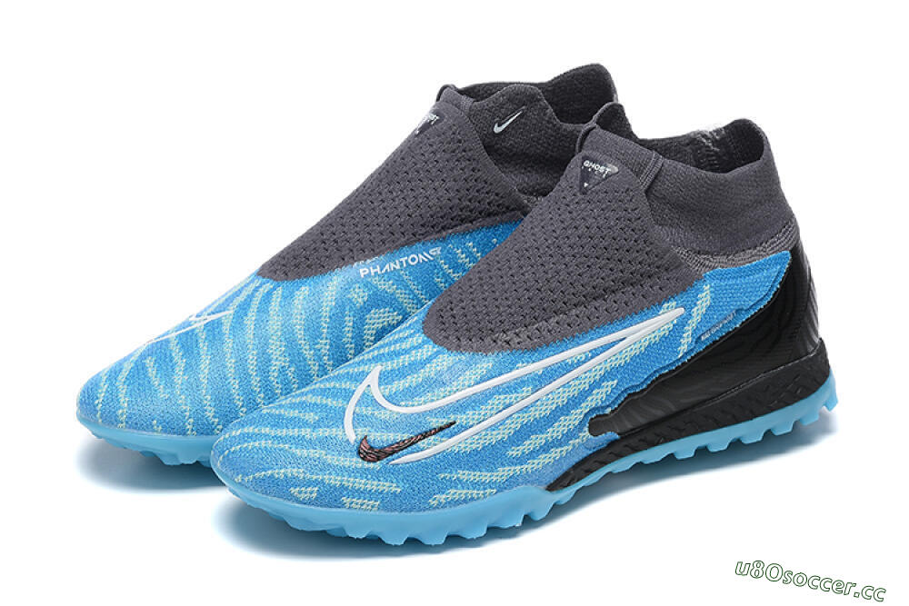 Men's Nike Phantom GX Elite DF TF Artificial Turf High-Tops Football Shoes - Blue/White/Black 9