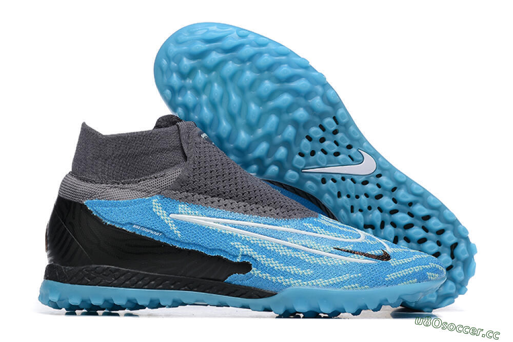 Men's Nike Phantom GX Elite DF TF Artificial Turf High-Tops Football Shoes - Blue/White/Black 2