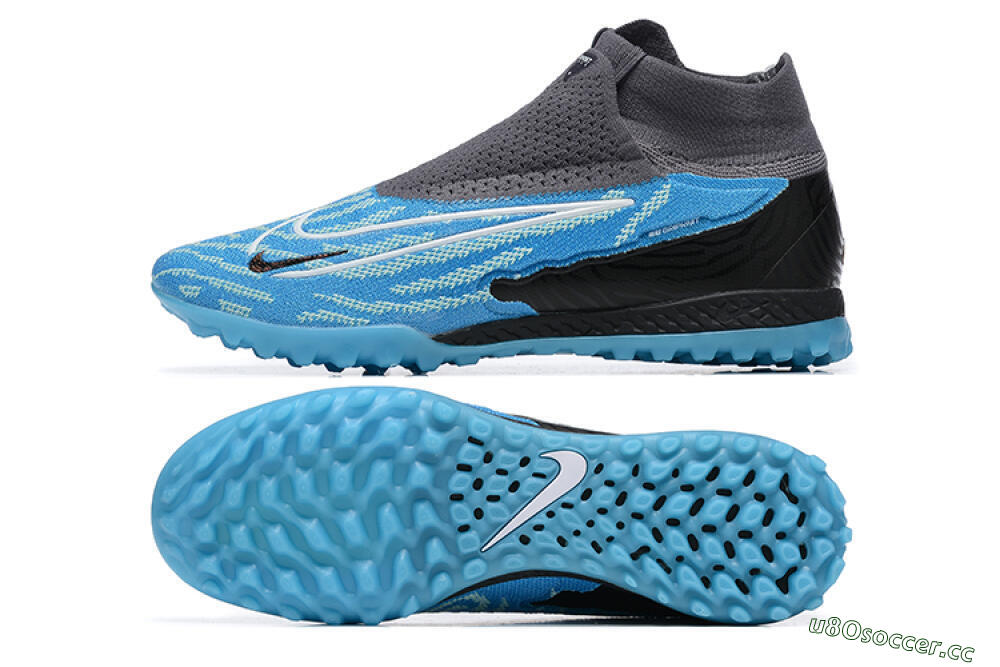 Men's Nike Phantom GX Elite DF TF Artificial Turf High-Tops Football Shoes - Blue/White/Black 1