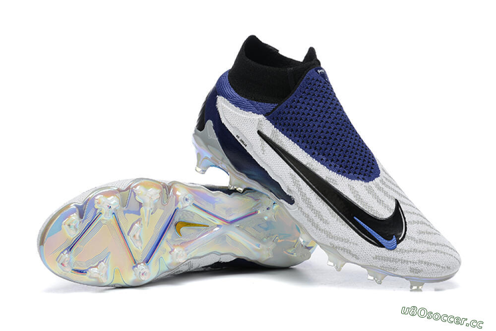 Men's Nike Phantom GX Elite DF FG Firm Ground High-Tops Football Boots - White/Black/Blue 4