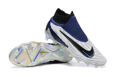 Men's Nike Phantom GX Elite DF FG Firm Ground High-Tops Football Boots - White/Black/Blue