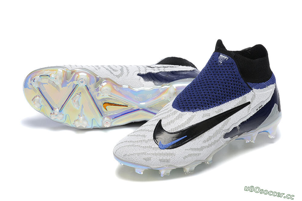 Men's Nike Phantom GX Elite DF FG Firm Ground High-Tops Football Boots - White/Black/Blue 3