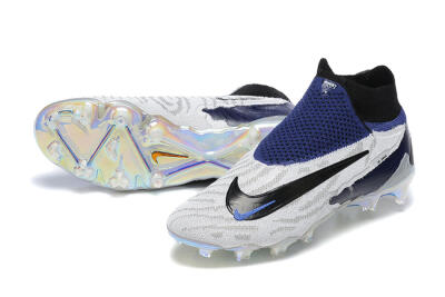 Men's Nike Phantom GX Elite DF FG Firm Ground High-Tops Football Boots - White/Black/Blue