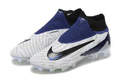 Men's Nike Phantom GX Elite DF FG Firm Ground High-Tops Football Boots - White/Black/Blue