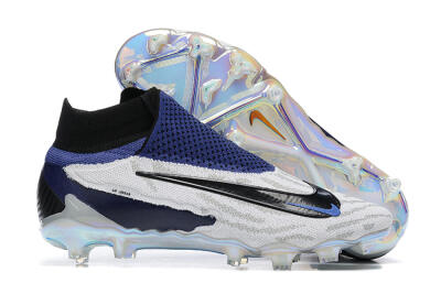 Men's Nike Phantom GX Elite DF FG Firm Ground High-Tops Football Boots - White/Black/Blue