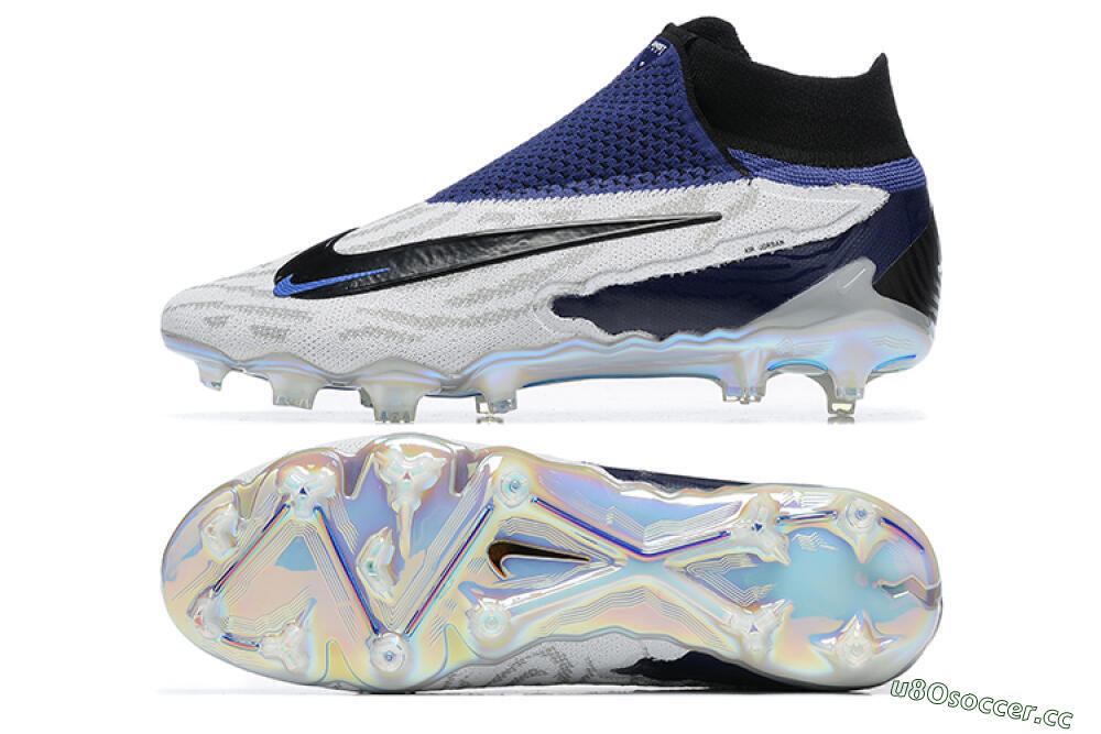 Men's Nike Phantom GX Elite DF FG Firm Ground High-Tops Football Boots - White/Black/Blue 1