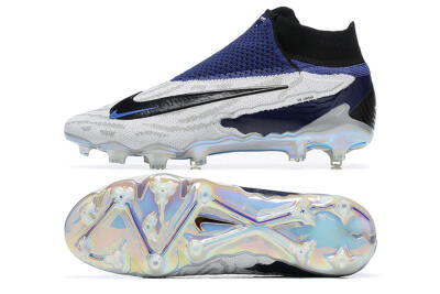 Men's Nike Phantom GX Elite DF FG Firm Ground High-Tops Football Boots - White/Black/Blue