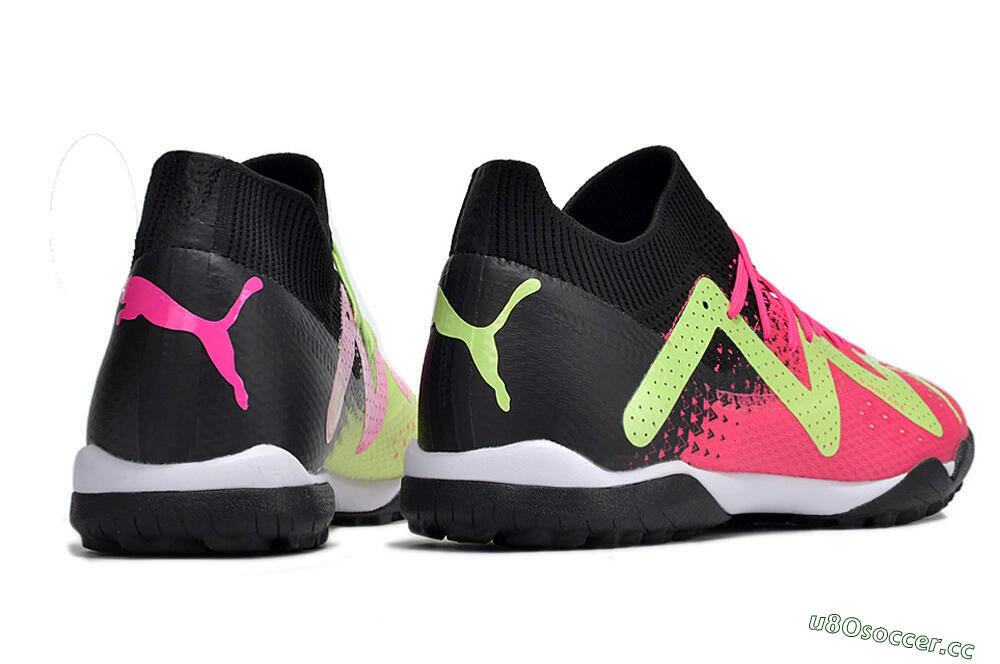 Men's Puma Future X Powercat Tokyo Match TF Artificial Turf Low-Tops Football Shoes - Green/Pink/Black 6
