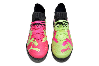 Men's Puma Future X Powercat Tokyo Match TF Artificial Turf Low-Tops Football Shoes - Green/Pink/Black