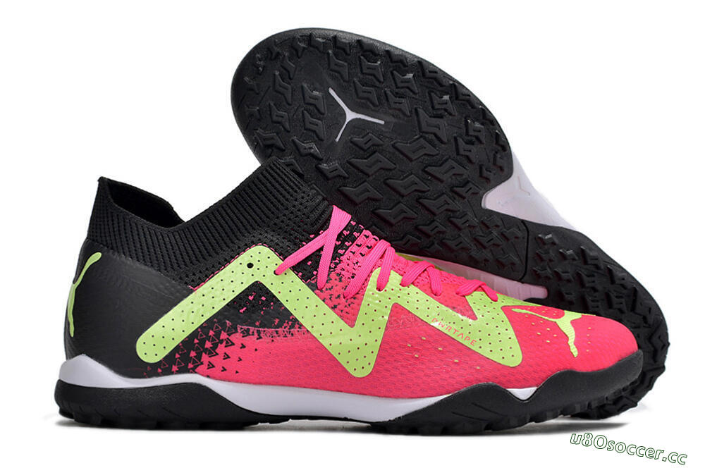 Men's Puma Future X Powercat Tokyo Match TF Artificial Turf Low-Tops Football Shoes - Green/Pink/Black 2