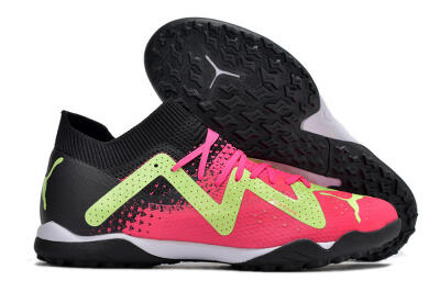 Men's Puma Future X Powercat Tokyo Match TF Artificial Turf Low-Tops Football Shoes - Green/Pink/Black