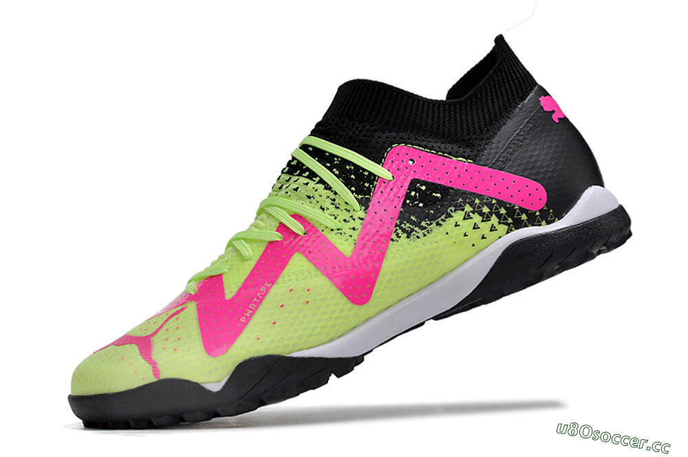 Men's Puma Future X Powercat Tokyo Match TF Artificial Turf Low-Tops Football Shoes - Green/Pink/Black 5