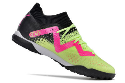 Men's Puma Future X Powercat Tokyo Match TF Artificial Turf Low-Tops Football Shoes - Green/Pink/Black
