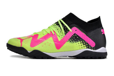 Men's Puma Future X Powercat Tokyo Match TF Artificial Turf Low-Tops Football Shoes - Green/Pink/Black