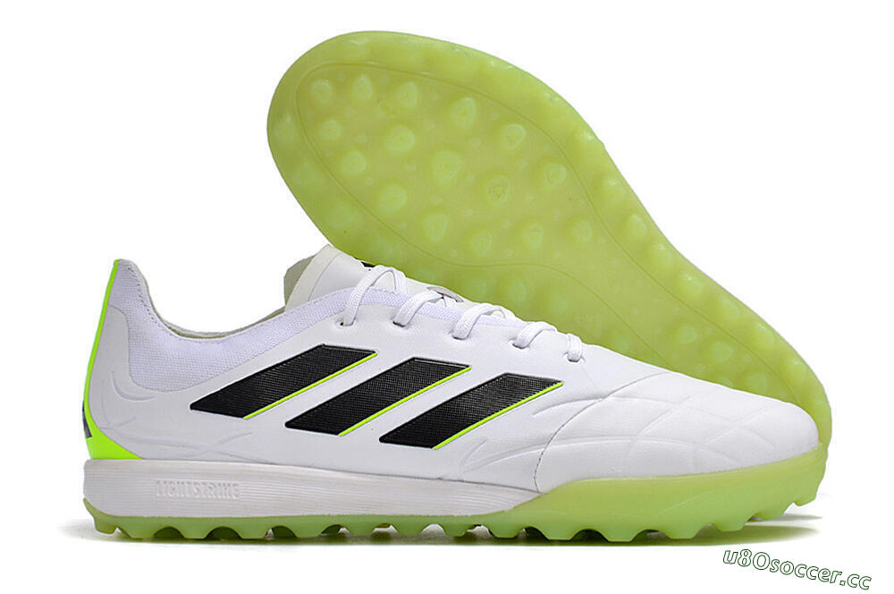 Men's Adidas Copa Pure.3 TF Artificial Turf Low-Tops Football Shoes - White/Black/Green 2