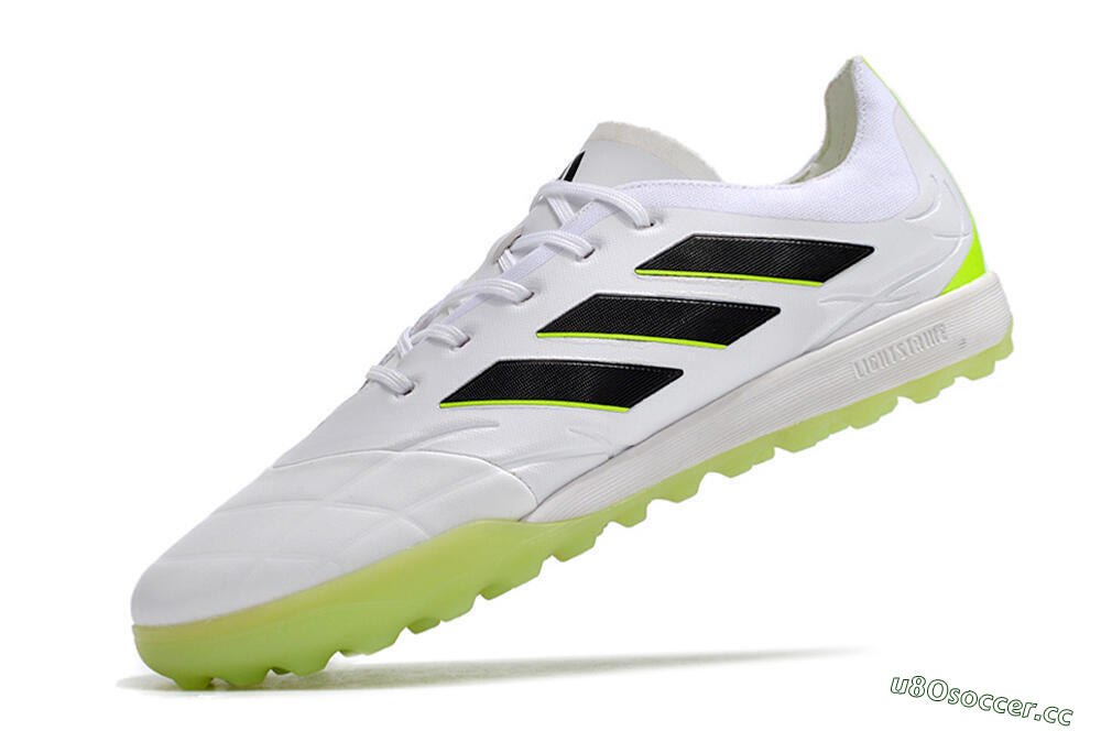 Men's Adidas Copa Pure.3 TF Artificial Turf Low-Tops Football Shoes - White/Black/Green 5