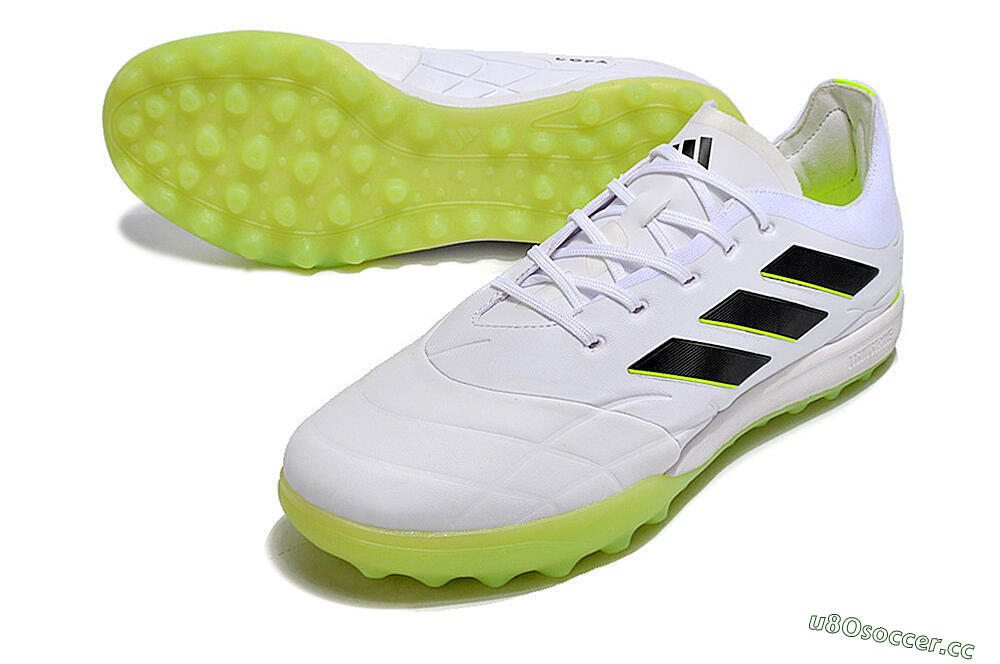 Men's Adidas Copa Pure.3 TF Artificial Turf Low-Tops Football Shoes - White/Black/Green 3