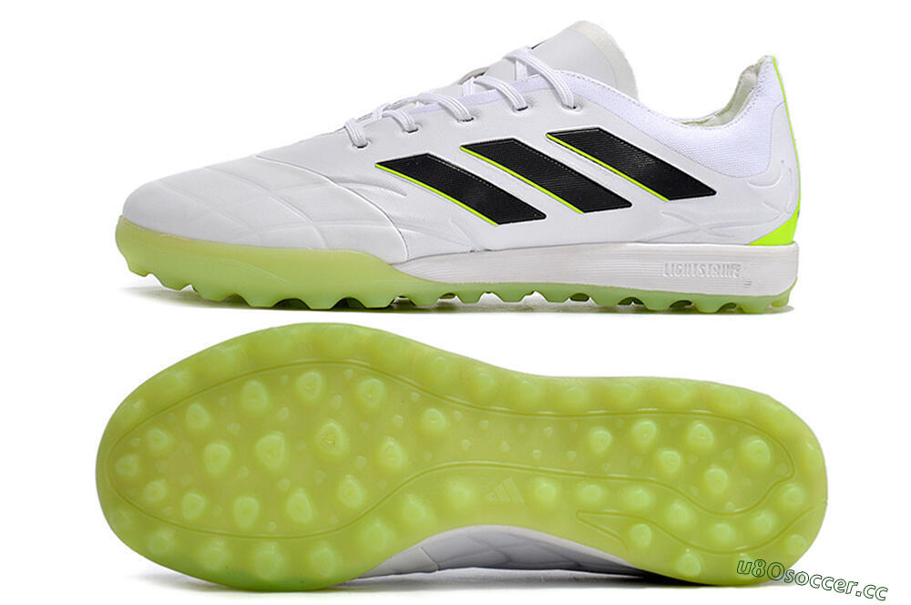 Men's Adidas Copa Pure.3 TF Artificial Turf Low-Tops Football Shoes - White/Black/Green 1