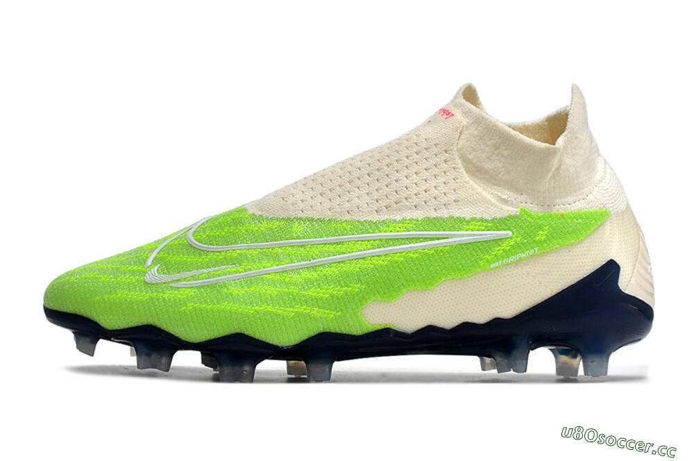 Men's Nike Phantom GX Elite DF Link FG Firm Ground High-Tops Football Boots - Green/White/Beige 0