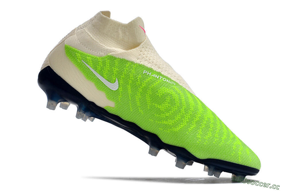 Men's Nike Phantom GX Elite DF Link FG Firm Ground High-Tops Football Boots - Green/White/Beige 4
