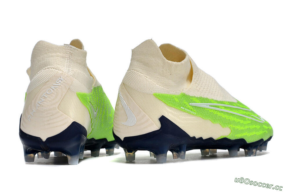 Men's Nike Phantom GX Elite DF Link FG Firm Ground High-Tops Football Boots - Green/White/Beige 6