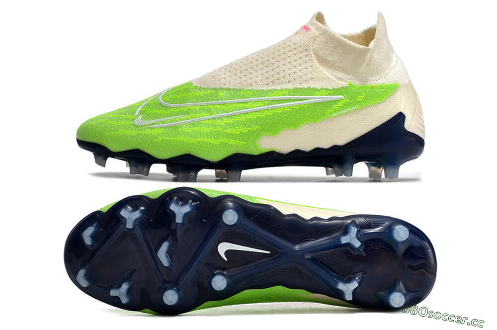 Men's Nike Phantom GX Elite DF Link FG Firm Ground High-Tops Football Boots - Green/White/Beige 1