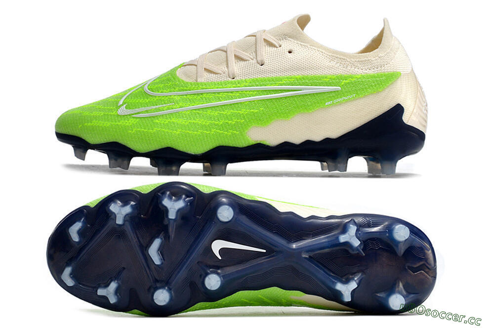 Men's Nike Phantom GX Elite FG Firm Ground Low-Tops Football Boots - Green/White/Beige 1