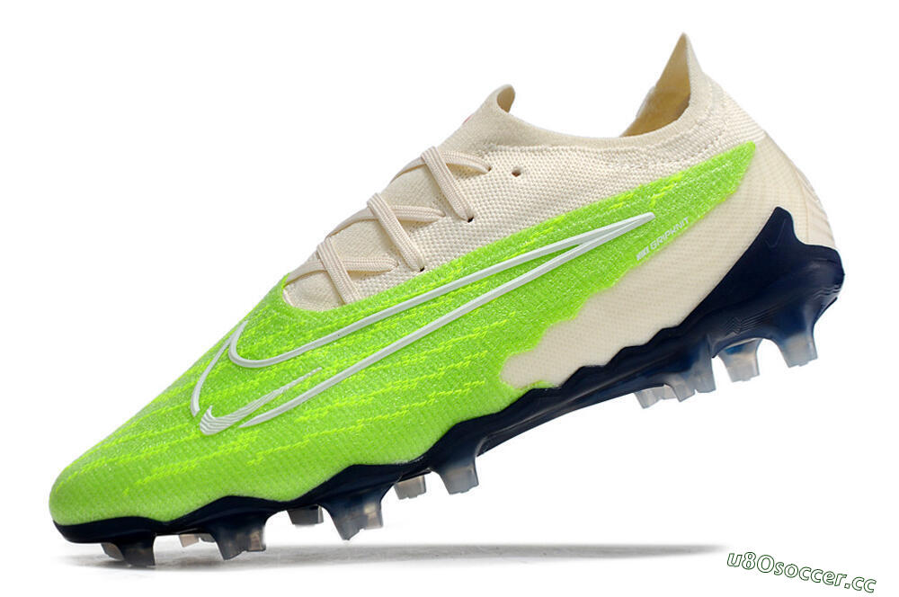 Men's Nike Phantom GX Elite FG Firm Ground Low-Tops Football Boots - Green/White/Beige 5