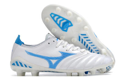 Men's Mizuno Morelia Neo 3 Pro FG Firm Ground Low-Tops Football Boots - White/Blue/White