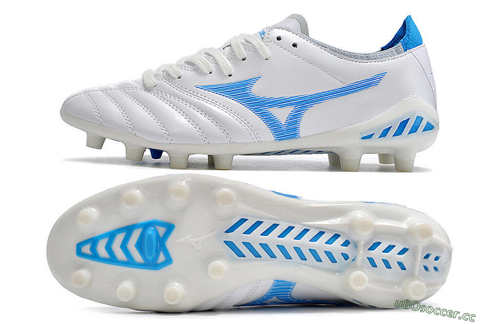 Men's Mizuno Morelia Neo 3 Pro FG Firm Ground Low-Tops Football Boots - White/Blue/White 1
