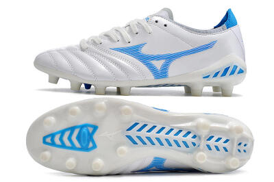 Men's Mizuno Morelia Neo 3 Pro FG Firm Ground Low-Tops Football Boots - White/Blue/White