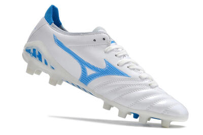 Men's Mizuno Morelia Neo 3 Pro FG Firm Ground Low-Tops Football Boots - White/Blue/White