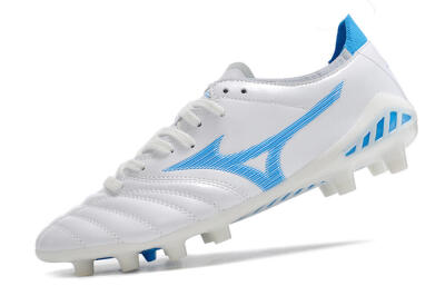 Men's Mizuno Morelia Neo 3 Pro FG Firm Ground Low-Tops Football Boots - White/Blue/White