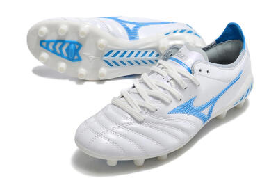 Men's Mizuno Morelia Neo 3 Pro FG Firm Ground Low-Tops Football Boots - White/Blue/White