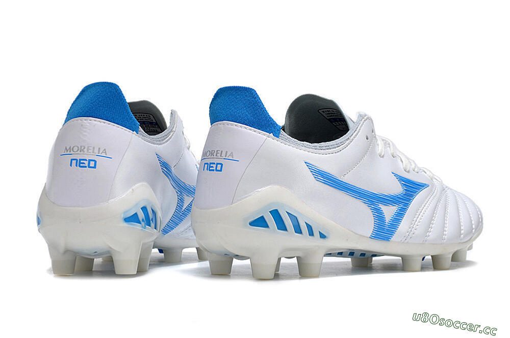 Men's Mizuno Morelia Neo 3 Pro FG Firm Ground Low-Tops Football Boots - White/Blue/White 6