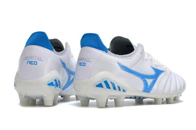 Men's Mizuno Morelia Neo 3 Pro FG Firm Ground Low-Tops Football Boots - White/Blue/White
